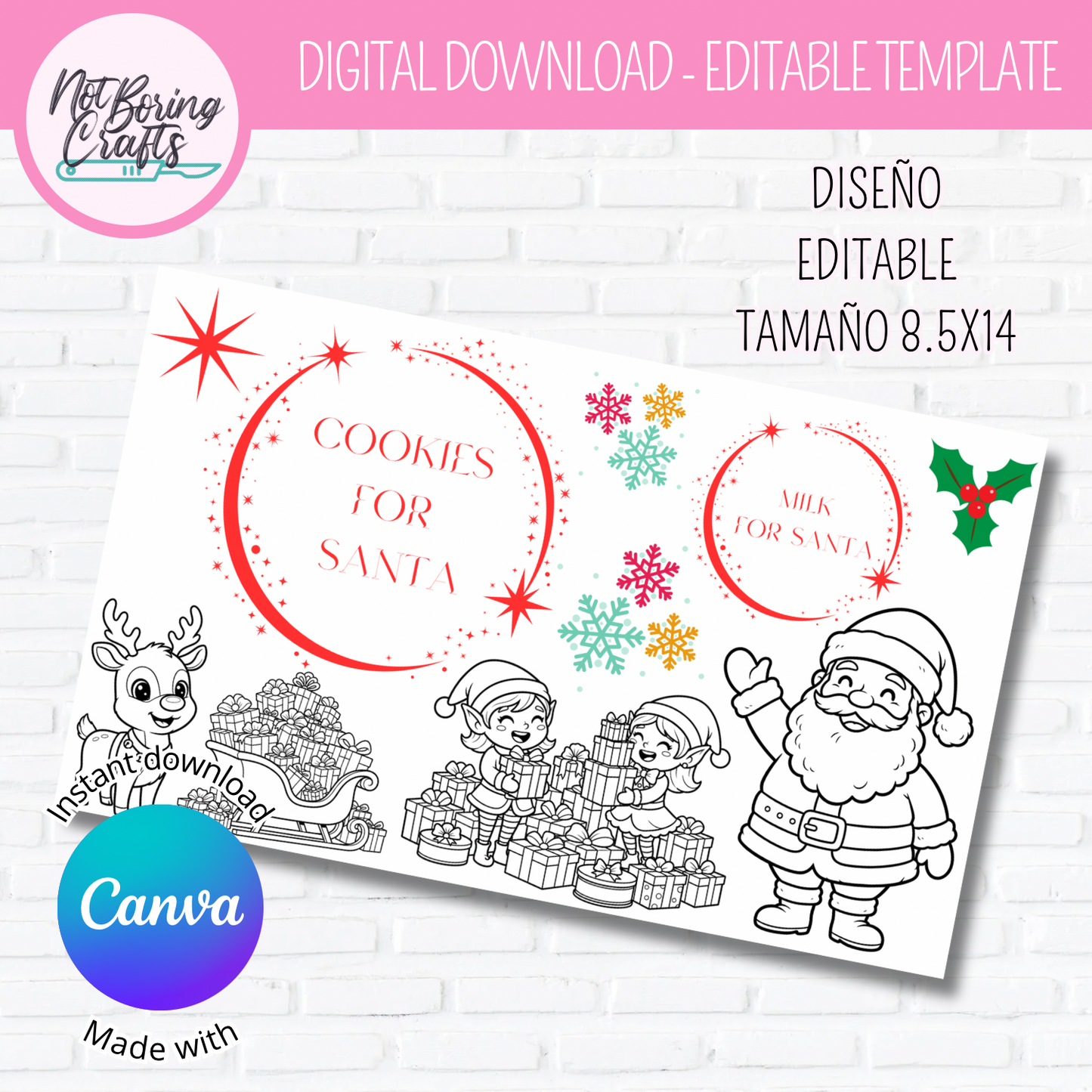 Mantel para colorear Cookies for Santa - Plantilla editable en Canva