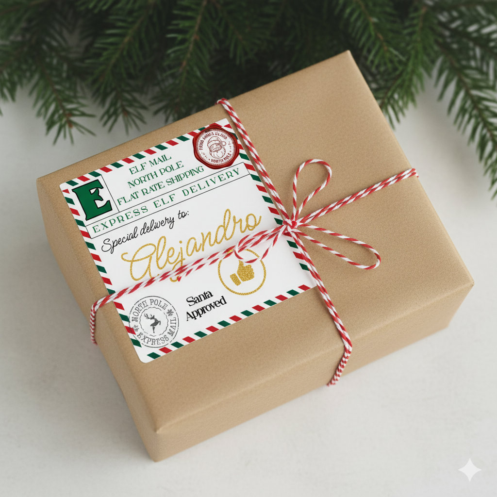Stickers para Regalos Correo de Santa - Plantilla de CANVA