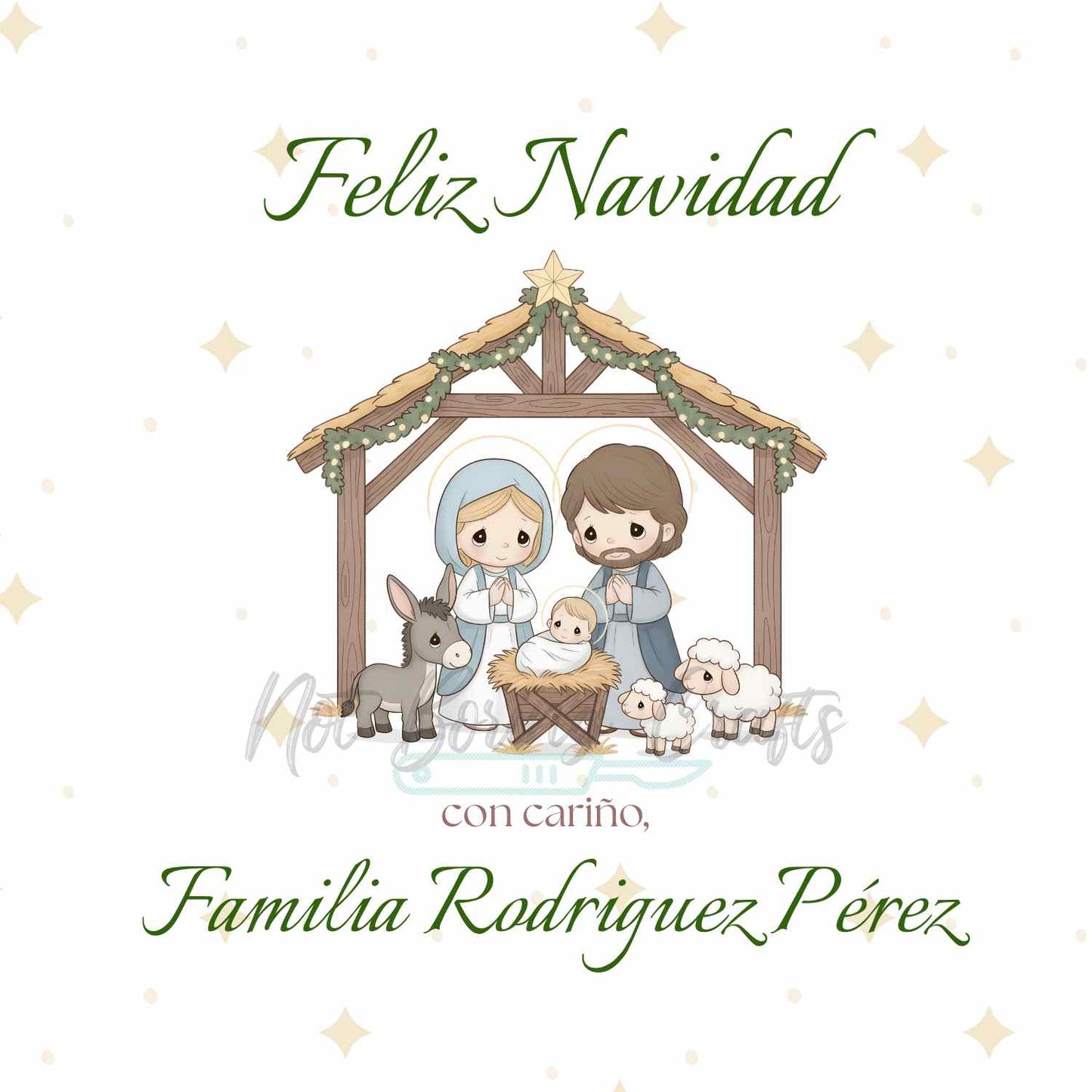 Tarjeta de Navidad Estilo Precious Moments Personalizable