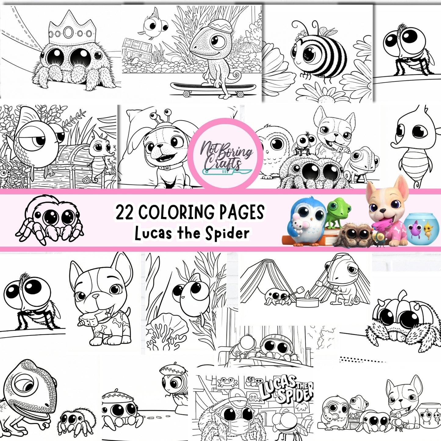 Páginas para Colorear La araña Lucas | 22 Coloring Pages en Alta Resolución JPG