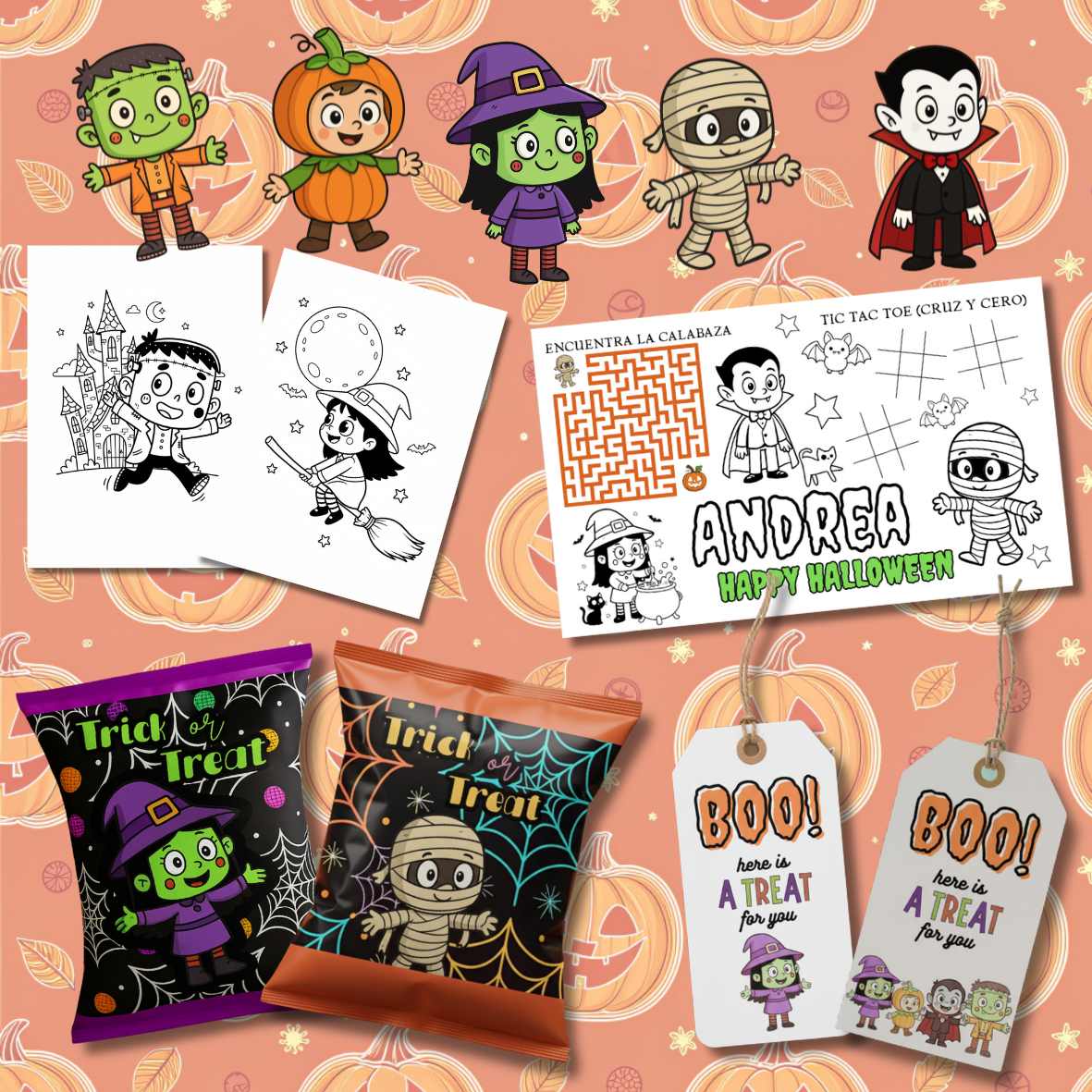 Colección Halloween | PNG, Papeles Digitales y Plantillas Canva