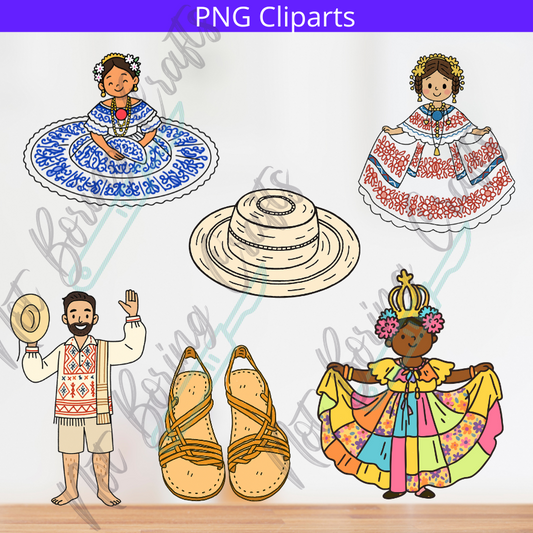 Set de Cliparts Pollera de Panama imágenes PNG