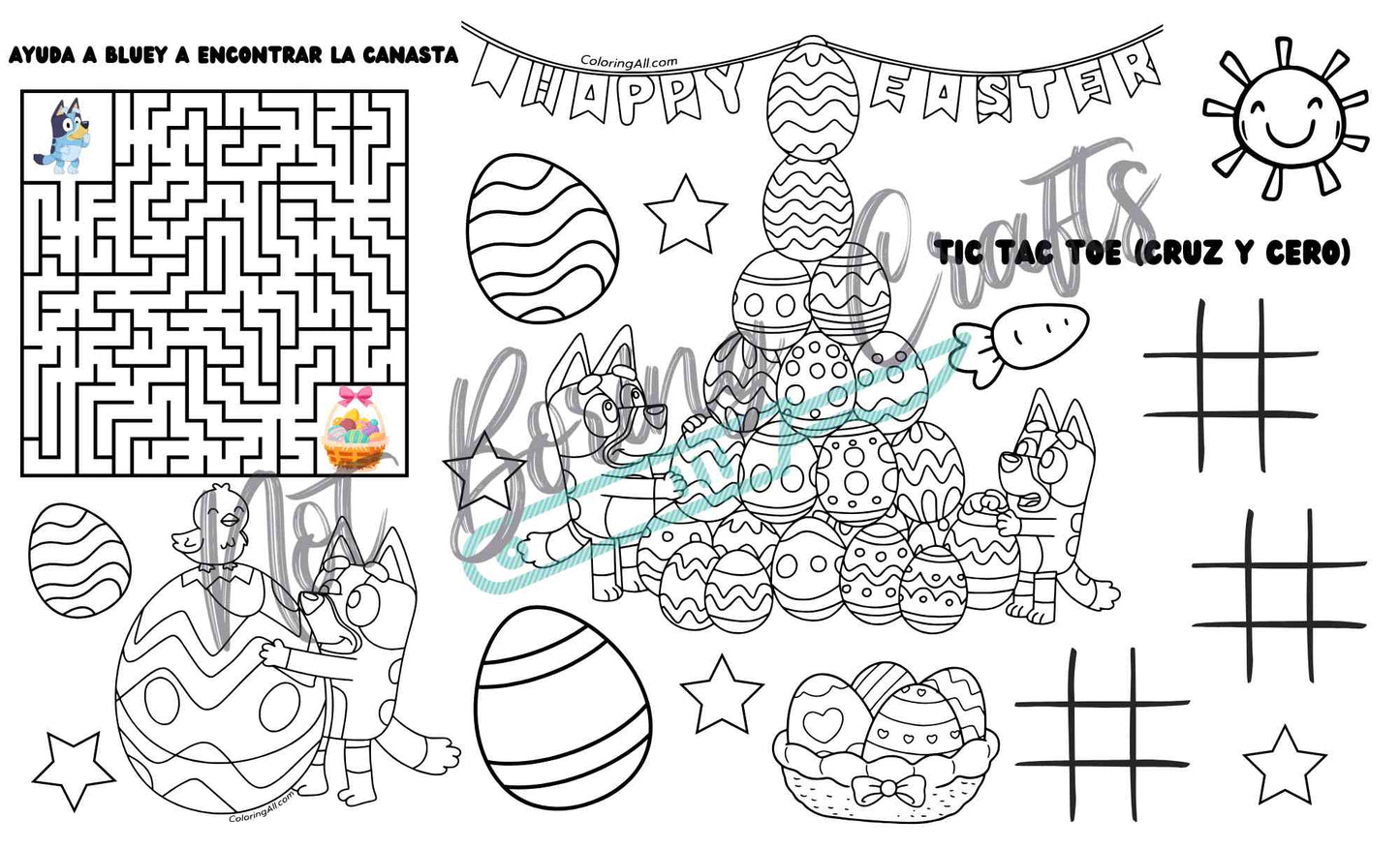 Bluey & Bingo Easter Coloring Tablecloth