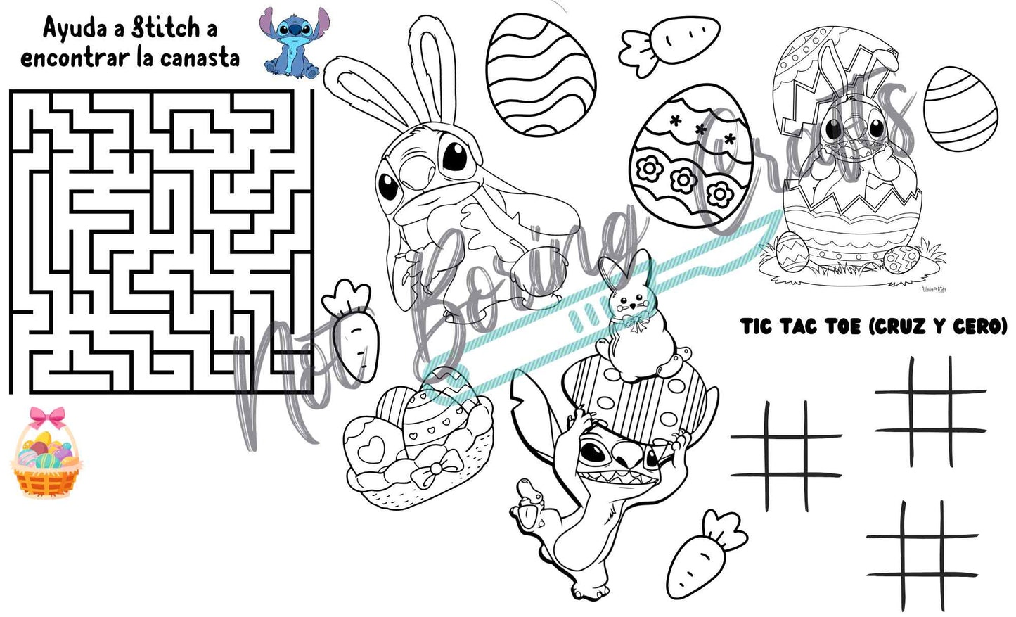 Stitch Easter Coloring Tablecloth Customizable 