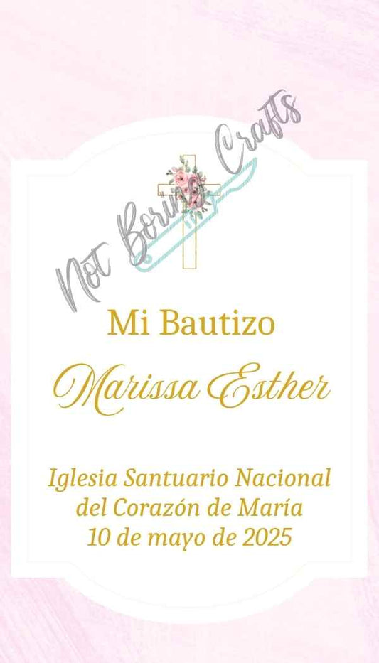 Editable Roses Baptism Label 
