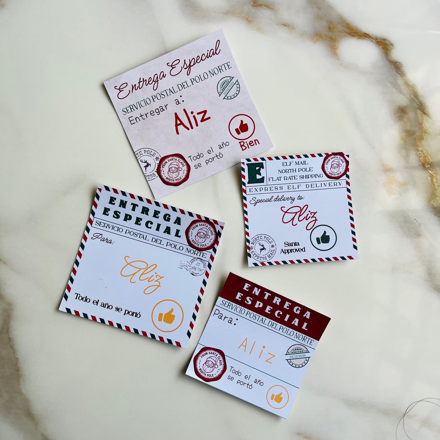 Stickers para Regalos Correo de Santa - Plantilla de CANVA