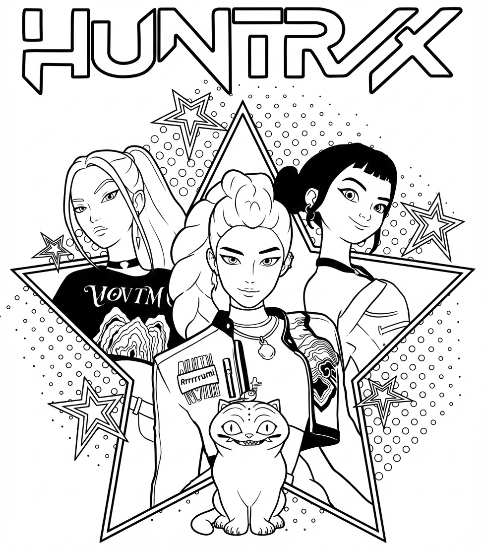 Páginas para Colorear Huntrix Guerreras K-Pop | Coloring Pages Imprimibles para Niñas