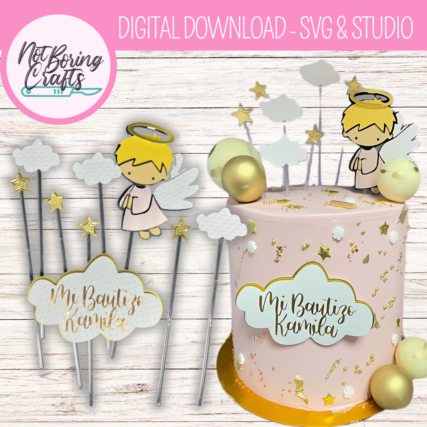 Cake Topper Bautizo Angelito 