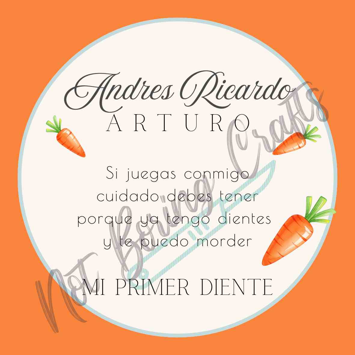 Customizable Rabbit and Carrot First Tooth Tag 