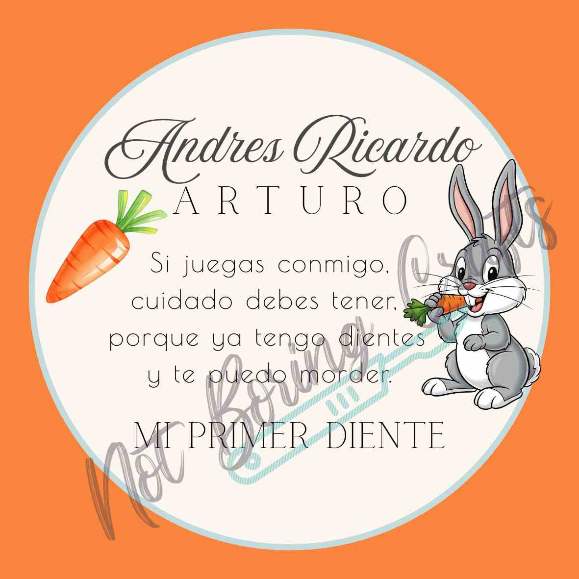 Customizable Rabbit and Carrot First Tooth Tag 