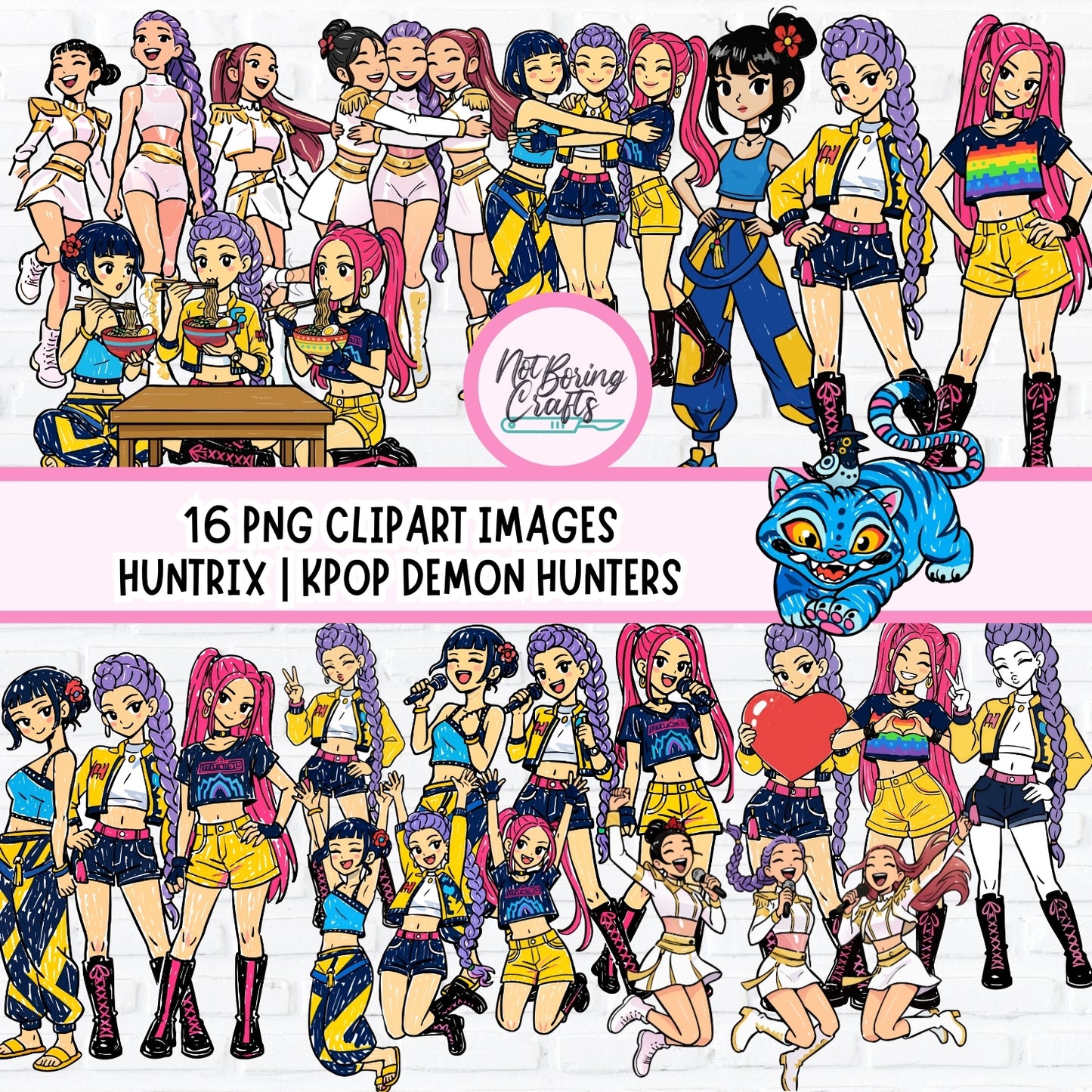 Clipart PNG de K-Pop Demon Hunters | 16 Clipart en Alta Resolución con Fondo Transparente