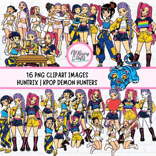Clipart PNG de K-Pop Demon Hunters | 16 Clipart en Alta Resolución con Fondo Transparente