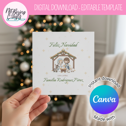 Tarjeta de Navidad Precious Moments Plantilla editable en Canva