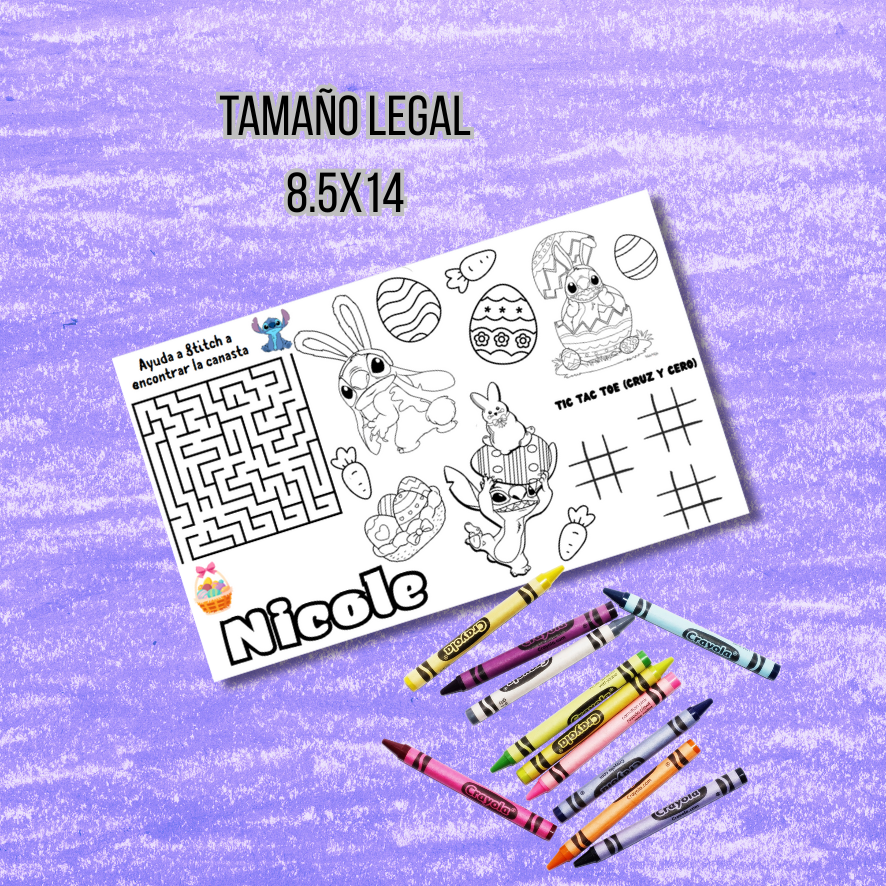 Stitch Easter Coloring Tablecloth Customizable 